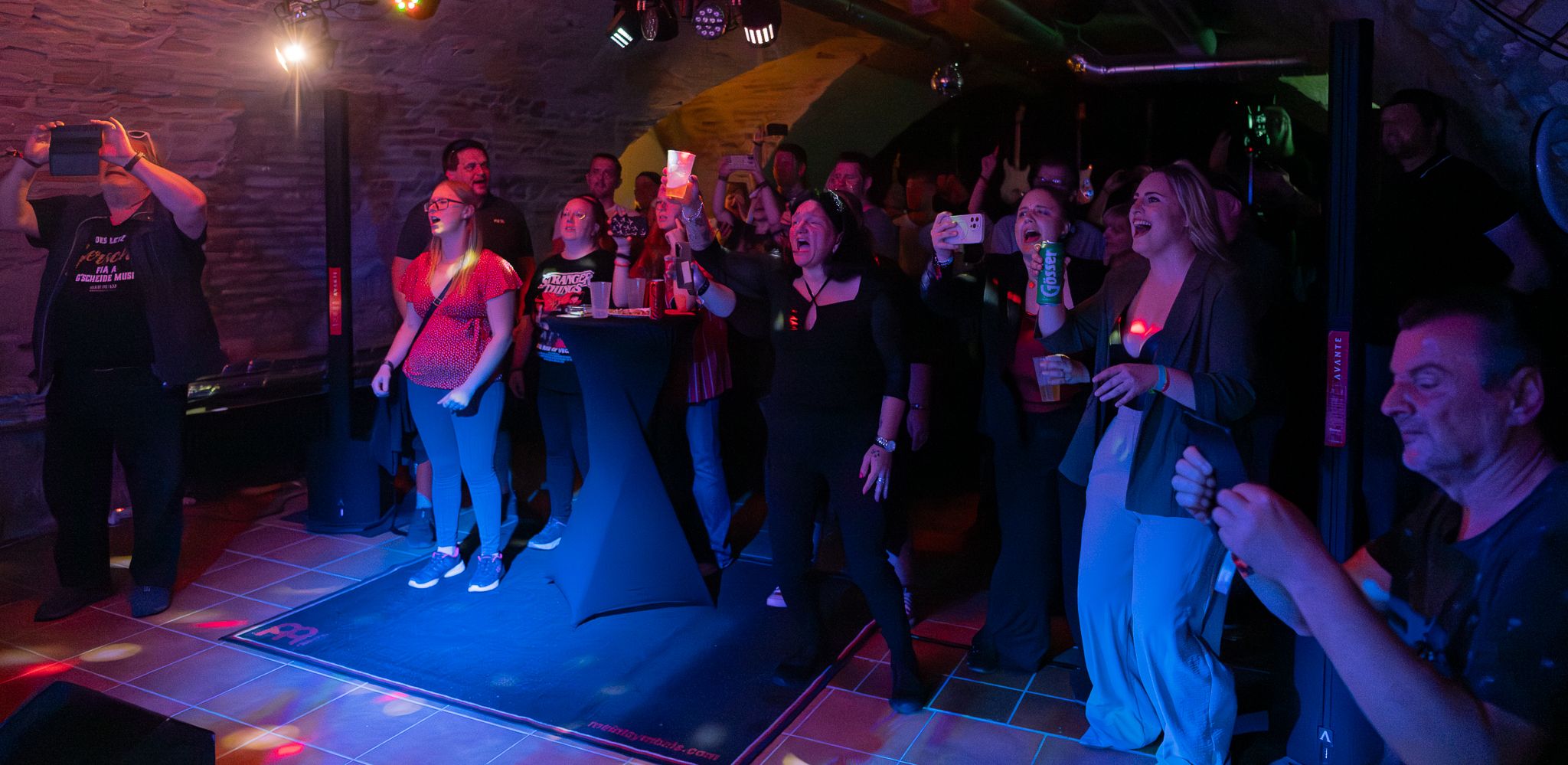 Publikum im Licht beim Secret Gig von Deppat & Goschat